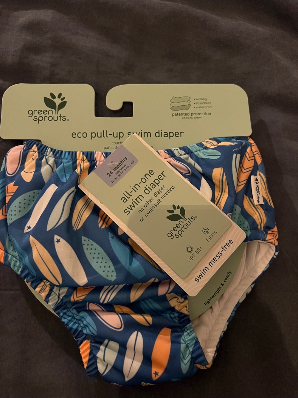 Blue Surfboard Print Eco Pull-Up Swim Diaper
